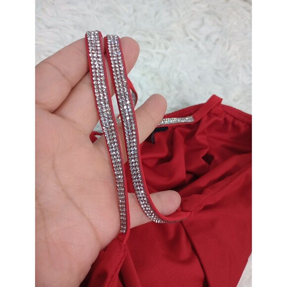 Iris Dress Women's Small Red Strappy Sleeve BodyCon Midi - Picture 5 of 9